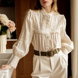 NWT Libertie Women's S/M White Blouse 100% Cotton